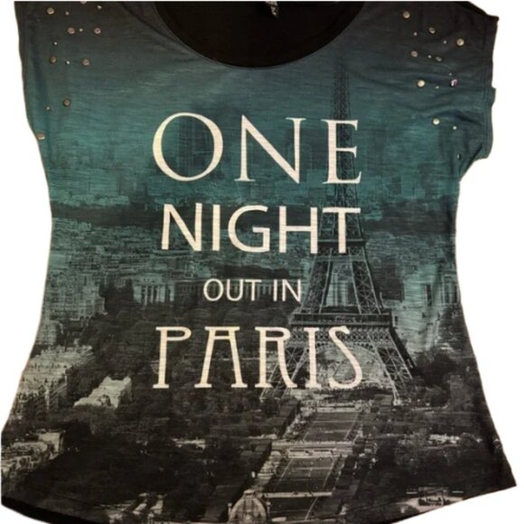 Style & Co. Paris Graphic Tee - Black, Women's Medium - Picture 1 of 10